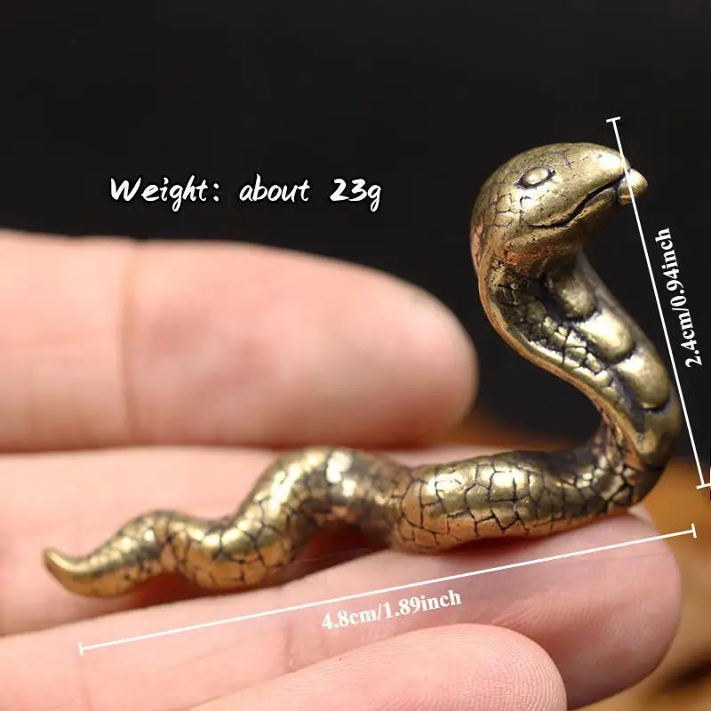Brass Zodiac Snake Figurine – Vintage Desktop Ornament & Tea Pet Brass Figurine Babs