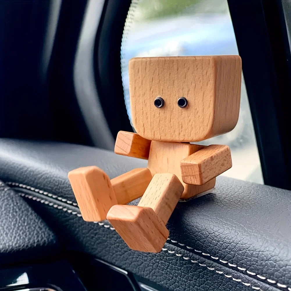 Shake Wooden Man Figurine – Desk, Shelf & Car Decor Gift Wooden Decorative Figurine Babs