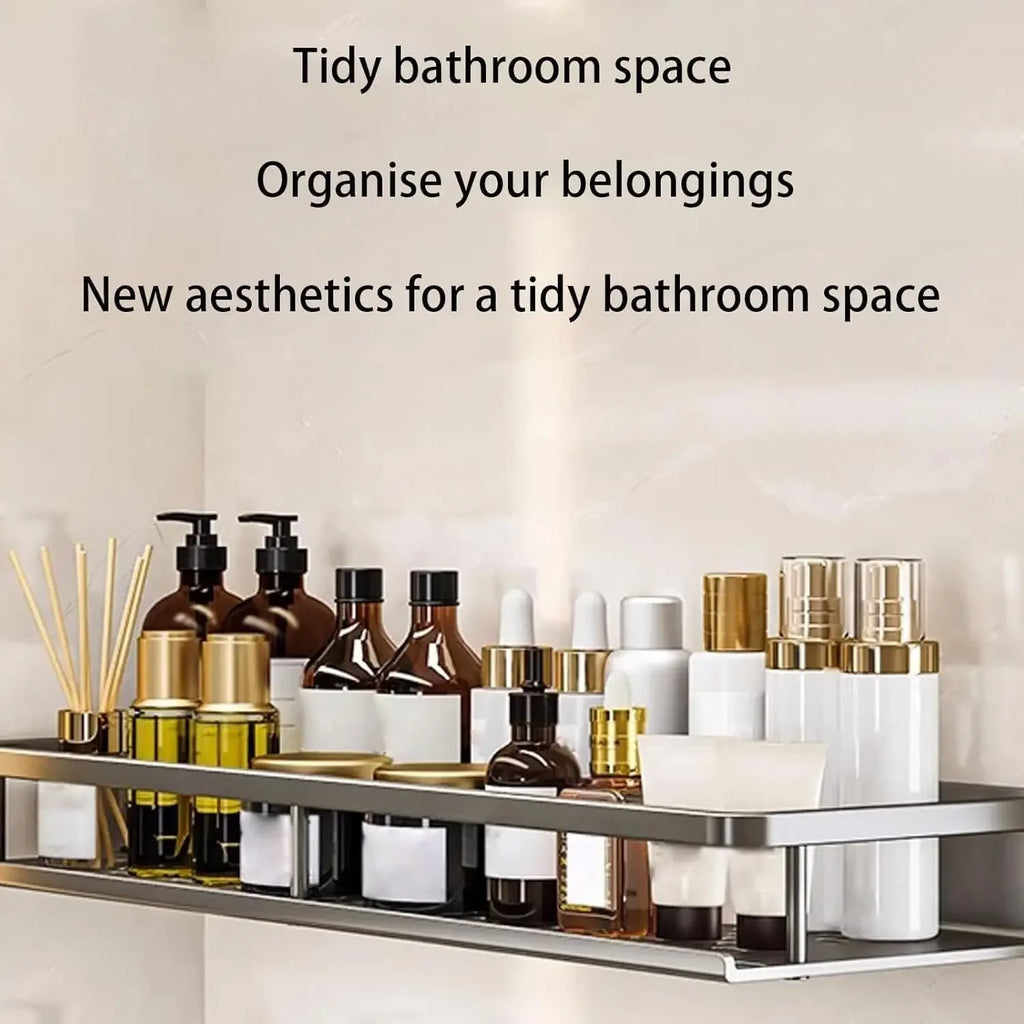 No-Drill Shower Shelf Wall Mount with Hook & Quick Drain Bathroom Wall Shelf Babs