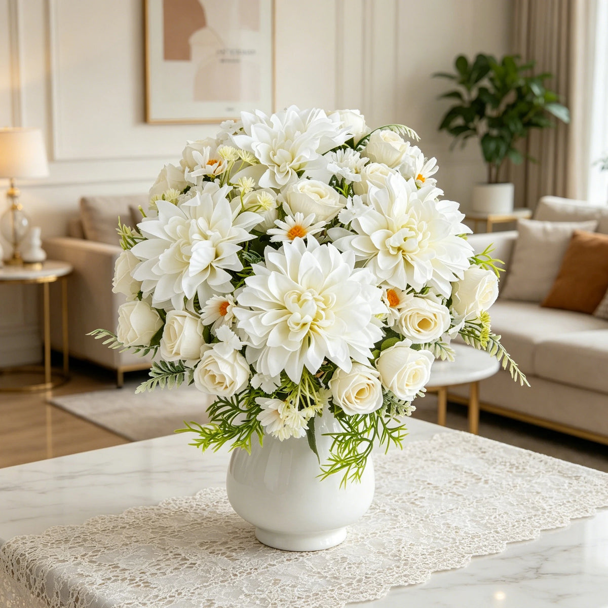 Artificial Silk Rose Dahlia Bouquet – Wedding & Home Décor Artificial Flower Bouquet Babs