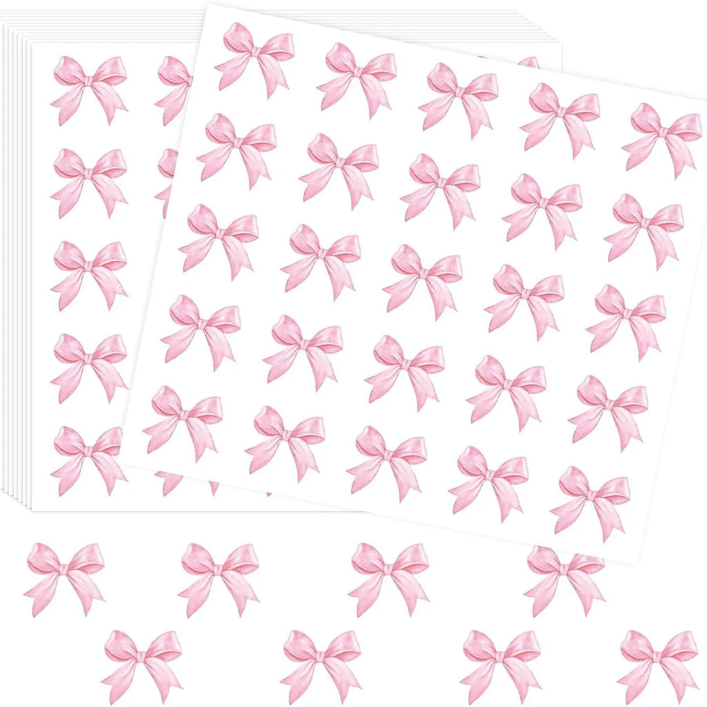 125/250pcs Pink Bow Stickers – Cute Coquette Bowknot Decals Decorative Stickers Babs