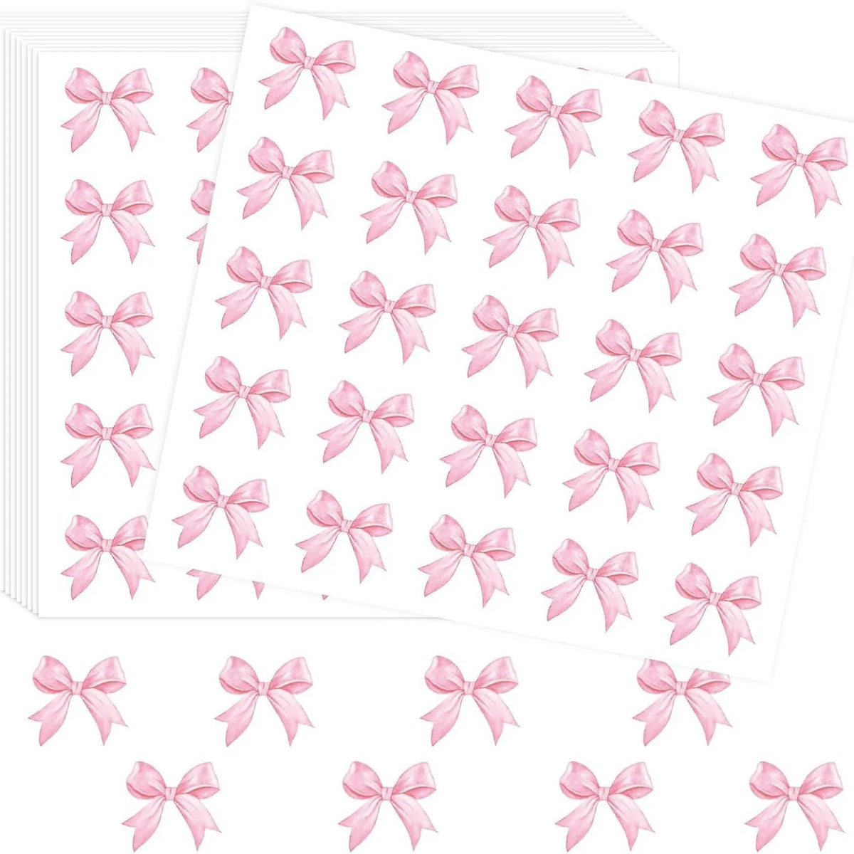 125/250pcs Pink Bow Stickers – Cute Coquette Bowknot Decals Decorative Stickers Babs