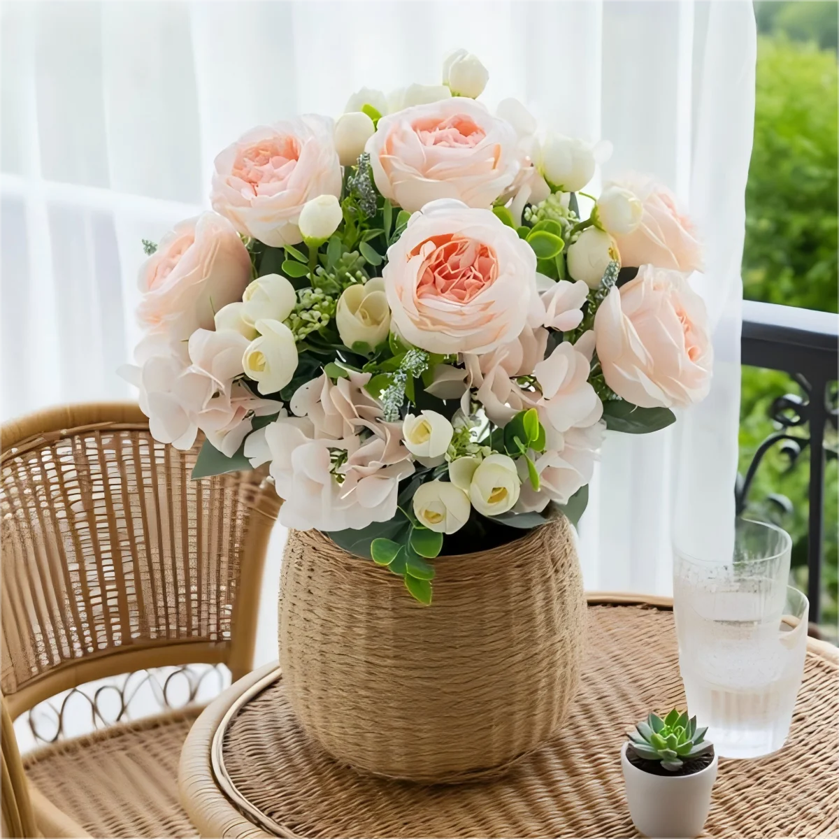 Artificial Silk Peony Hydrangea Bouquet – Wedding & Home Decor Artificial Flower Bouquet Babs