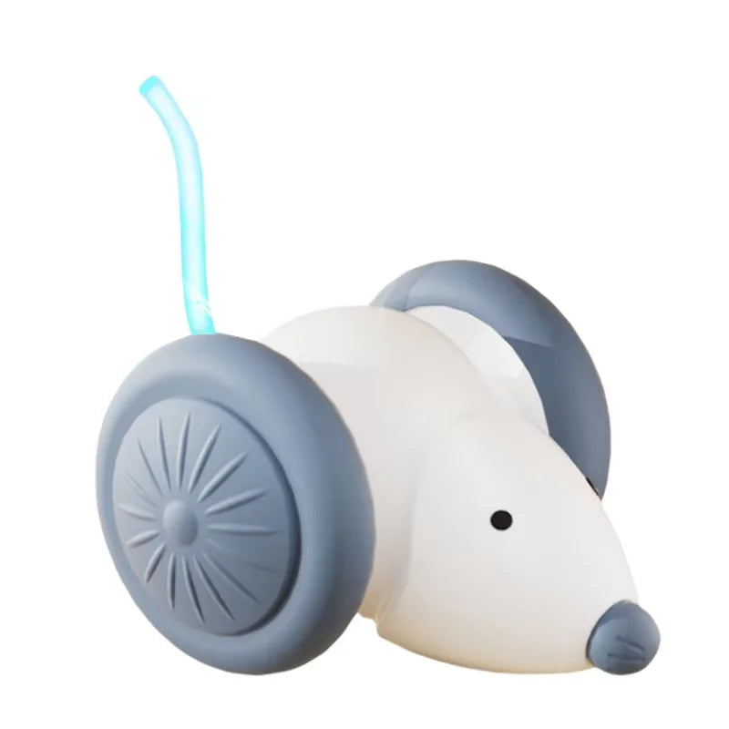 Rechargeable Electric Mouse Car Interactive Cat Toy – Auto Obstacle Interactive Cat Toy Babs WHITE