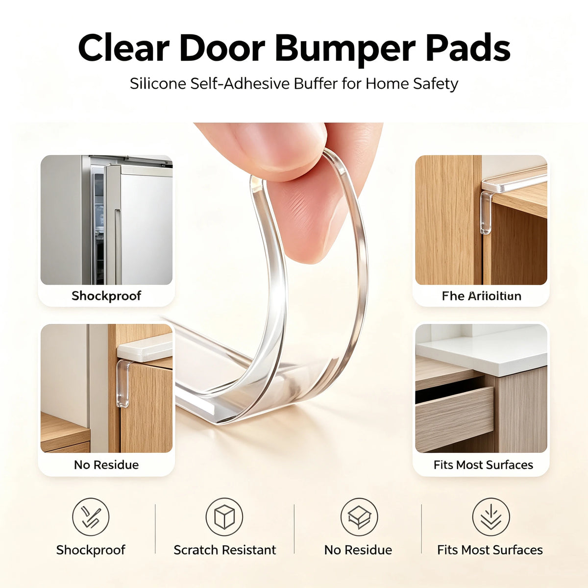 Self-Adhesive Clear Silicone Bumper Pads – Door & Cabinet Protectors Silicone Bumper Pads Babs
