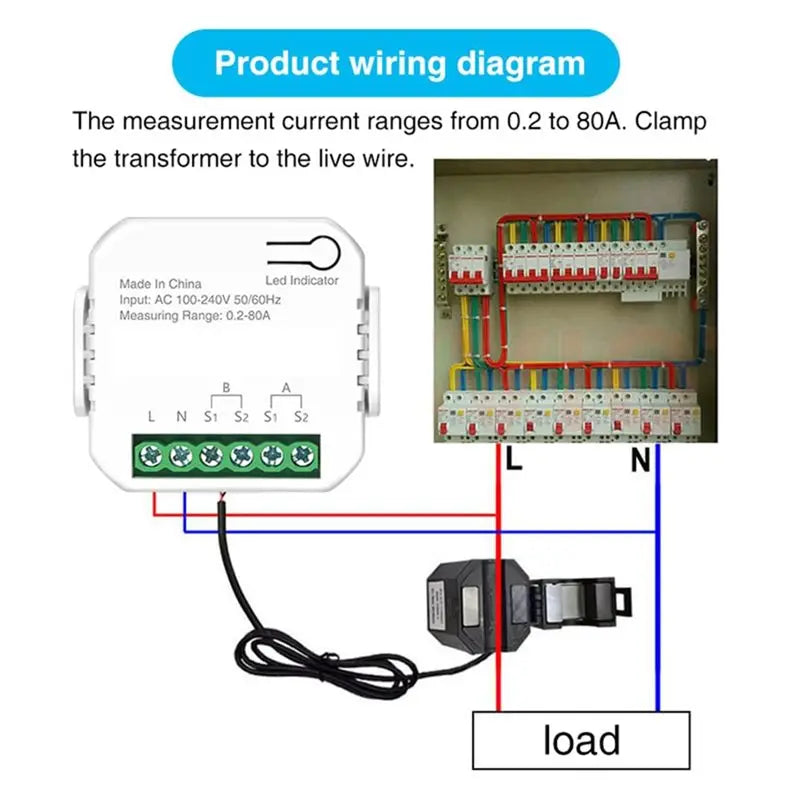Smart Home Energy Monitor – Bluetooth, 80A CT Clamps Included Home Energy Monitor Babs