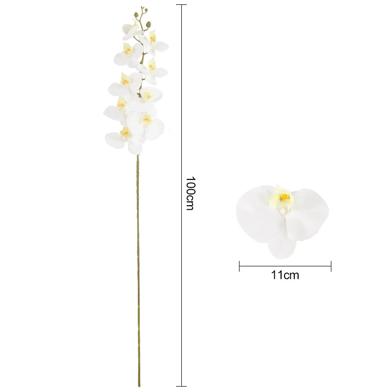 9-Head 100cm Artificial Moth Orchid Stem – Real Touch Fake Flowers Artificial Flower Stem Babs