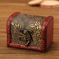 Vintage Wood Jewelry Box with Metal Lock & Velvet Interior Jewelry Storage Box Babs Brown