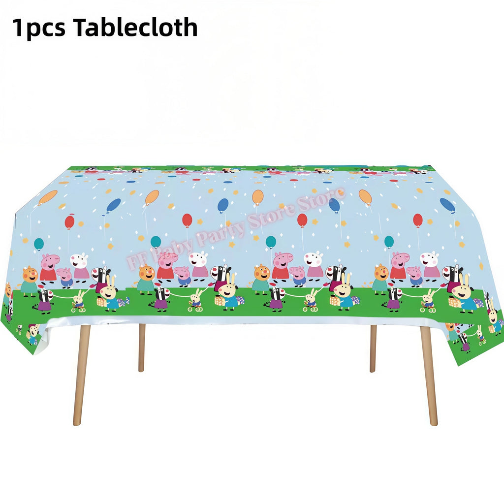 Peppa Pig Birthday Party Decoration Set – Balloons, Plates & Banner Kids Party Decoration Set Babs 1pcs tablecloth others