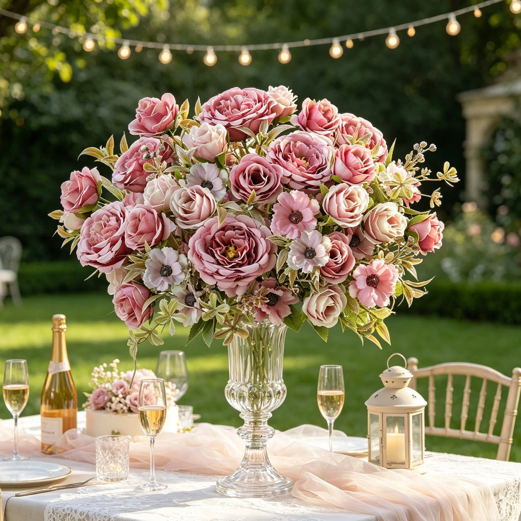 Artificial Silk Retro Rose Bouquet – Wedding & Home Decor Artificial Flower Bouquet Babs