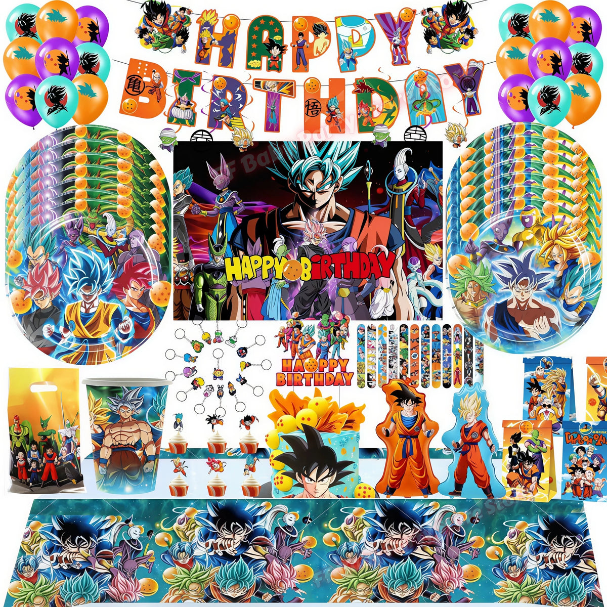 Dragon Ball Z Birthday Party Supplies – Goku Plates & Balloons Party Decoration Set Babs