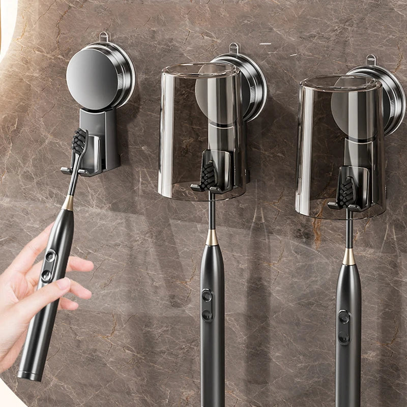 Suction Cup Toothbrush & Mouthwash Holder – No-Drill Wall Mount Bathroom Storage Rack Babs