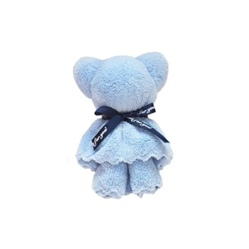 20pcs Bear-Shaped Coral Fleece Towels – Soft Party Gift Set Novelty Towel Gift Set Babs blue