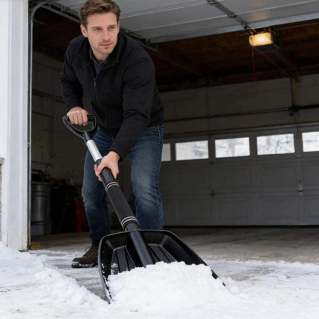 Ergonomic D-Handle Snow Pusher Shovel for Driveway & Patio Snow Pusher Shovel Babs