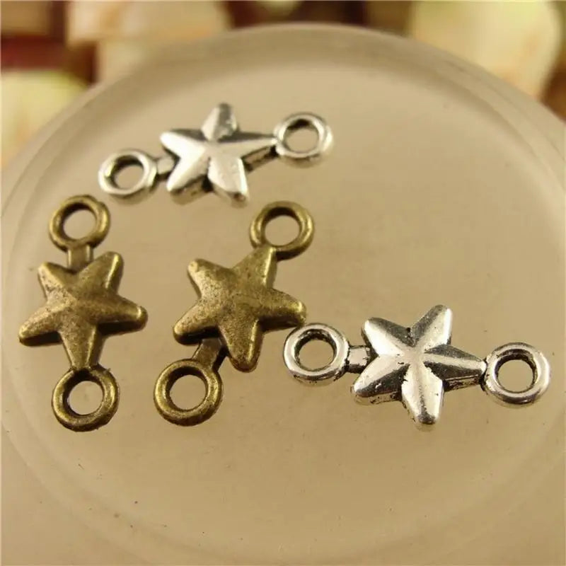 100Pcs Mini Star Connector Charms for DIY Bracelet & Necklace Jewelry Making Charms Babs
