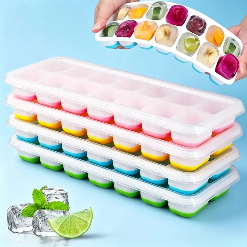 14-Grid Silicone Ice Cube Mold with Lid – Popsicle Maker Ice Cube Mold Babs