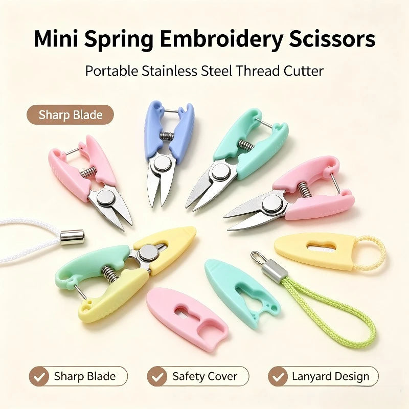 Mini Spring Thread Cutter – Portable Stainless Steel Pocket Scissors Embroidery Scissors Babs