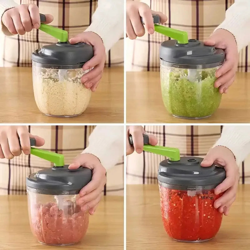 Manual Food Chopper & Garlic Press – 520/900ML Veggie Cutter Manual Food Chopper Babs