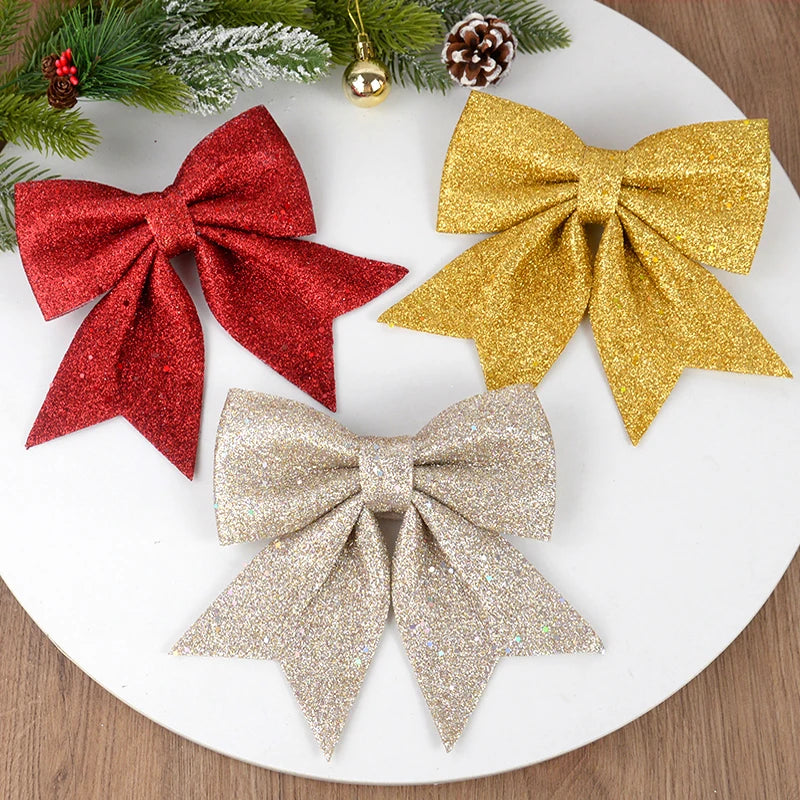 Large Glitter Christmas Bow Ornament – Red & Gold Xmas Decor Christmas Bow Ornament Babs