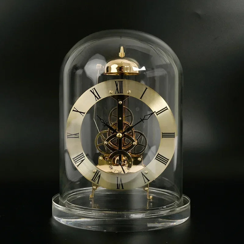 Nordic Retro Mechanical Desk Clock | Silent Metal & Glass Décor Mechanical Desk Clock Babs Golden