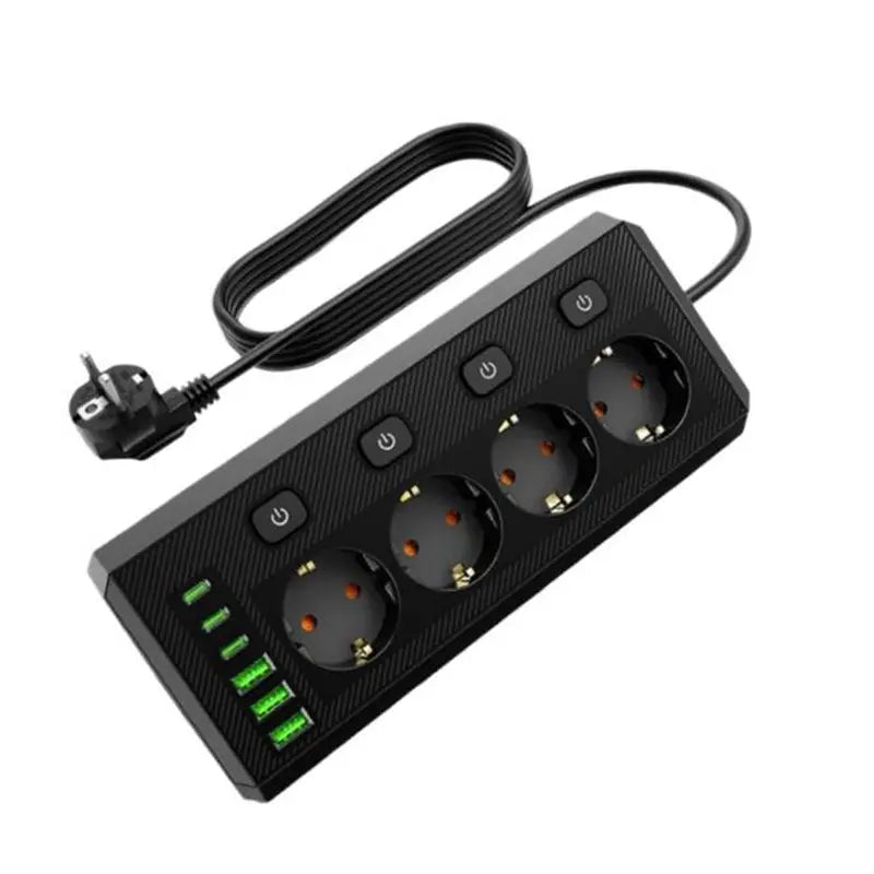 Desktop Corner Power Strip 6 Outlets 4 USB Ports EU Plug Desktop Power Strip Babs