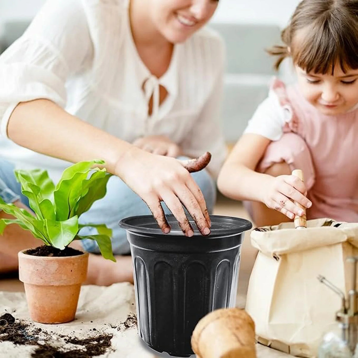 10-Pack 1 Gallon Flexible Nursery Pots with Drainage Holes Nursery Pots Babs 10pcs