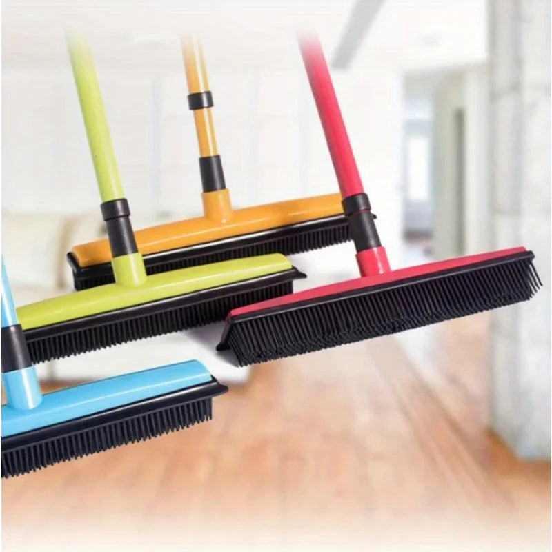 Pet Hair Rubber Broom & Squeegee – Multi-Surface Floor Brush Pet Hair Broom Babs