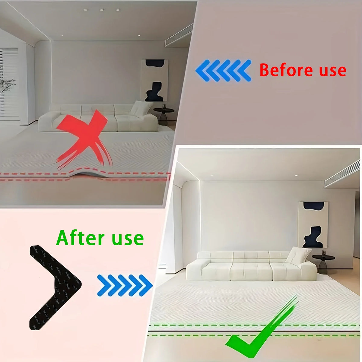 Reusable Anti-Slip Rug Grippers 12/24 Pcs – Washable Tape Rug Gripper Pads Babs