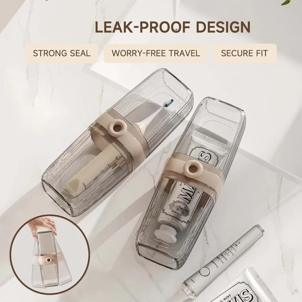 2-in-1 Travel Toothbrush Holder Soap Case & Leakproof Rinse Cup Toothbrush Travel Case Babs