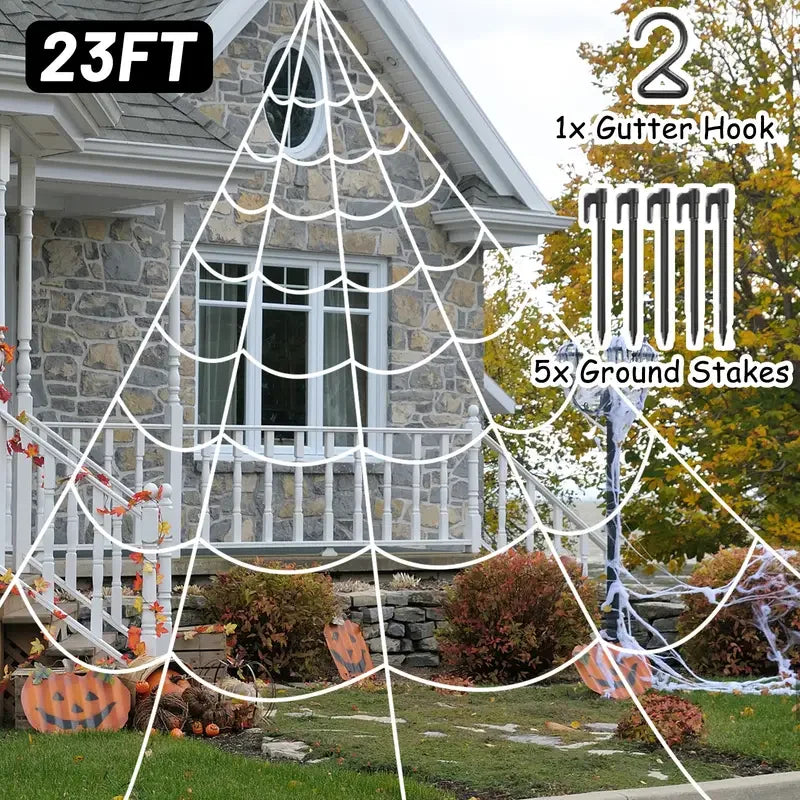 Lifelike Black Spider & Cobweb Halloween Decoration Set Halloween Decoration Set Babs 7x5.5m White
