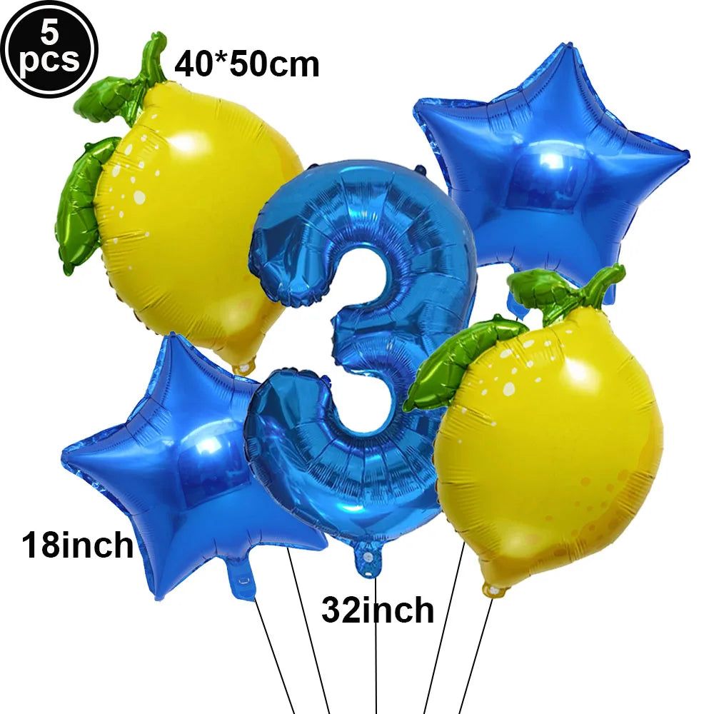 Lemon Foil Balloon Set with 32" Number Balloons – Party Decor Foil Balloon Set Babs Clear as show