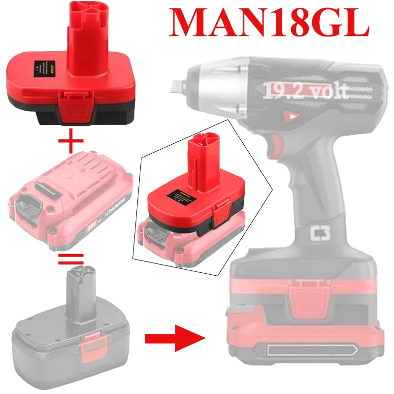 MAN18GL Battery Adapter: Craftsman 20V to 19.2V C3 Tools Battery Adapter Babs