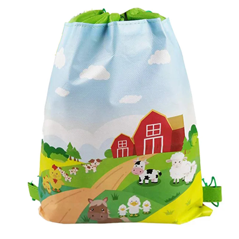 Non-Woven Drawstring Party Gift Bags for Boys & Girls Party Favor Bag Babs Farm Animal 27x34cm