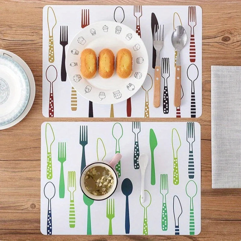 4PCS Kids Cartoon Placemats PP Table Mats & Coasters 40x28cm Kids Placemats Set Babs