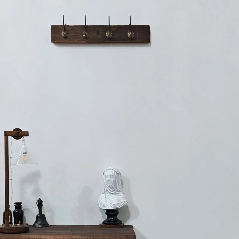 Wooden Wall Mounted Coat Rack – 4-Hook Vintage Pine Hanger Wall Mounted Coat Rack Babs