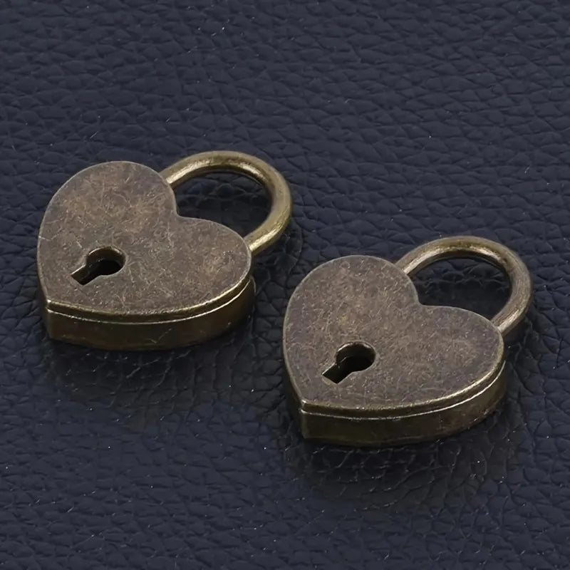Vintage Heart-Shaped Mini Padlock – Antique Alloy Gift Lock Decorative Padlock Babs
