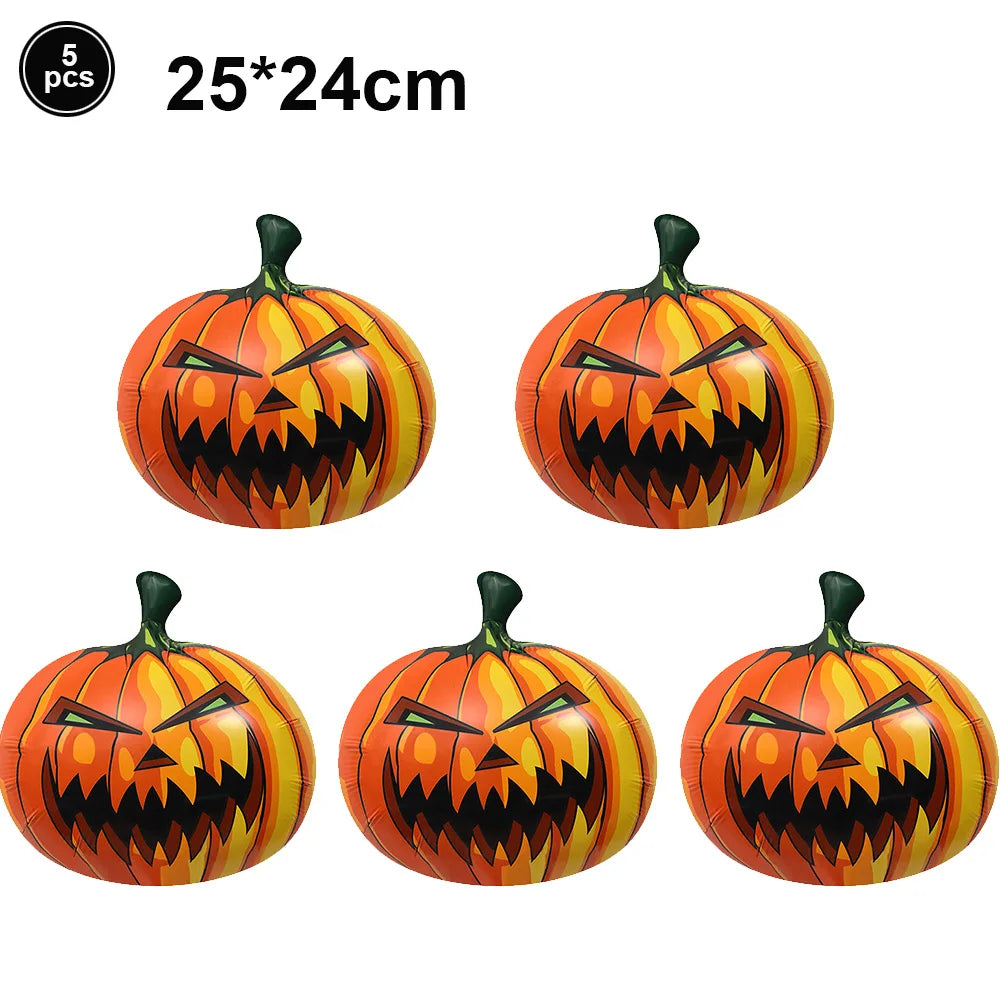 Halloween Foil Balloons Set – Pumpkin Ghost Bat Fringe Curtain Halloween Balloon Set Babs ROSE RED As pictures show