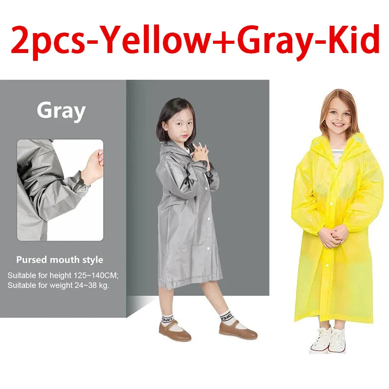 Kids Waterproof Raincoat Poncho – Boys & Girls Ages 7–11 Kids Raincoat Poncho Babs 2pcs-Yellow Gray-Kid One size fits all
