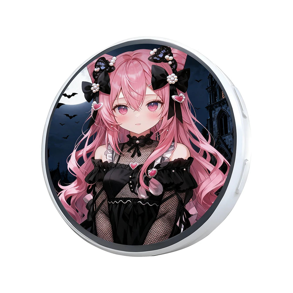 Electronic Dynamic Pin Badge – HD Round Screen GIF & Video Display Electronic Pin Badge Babs White 1PCS