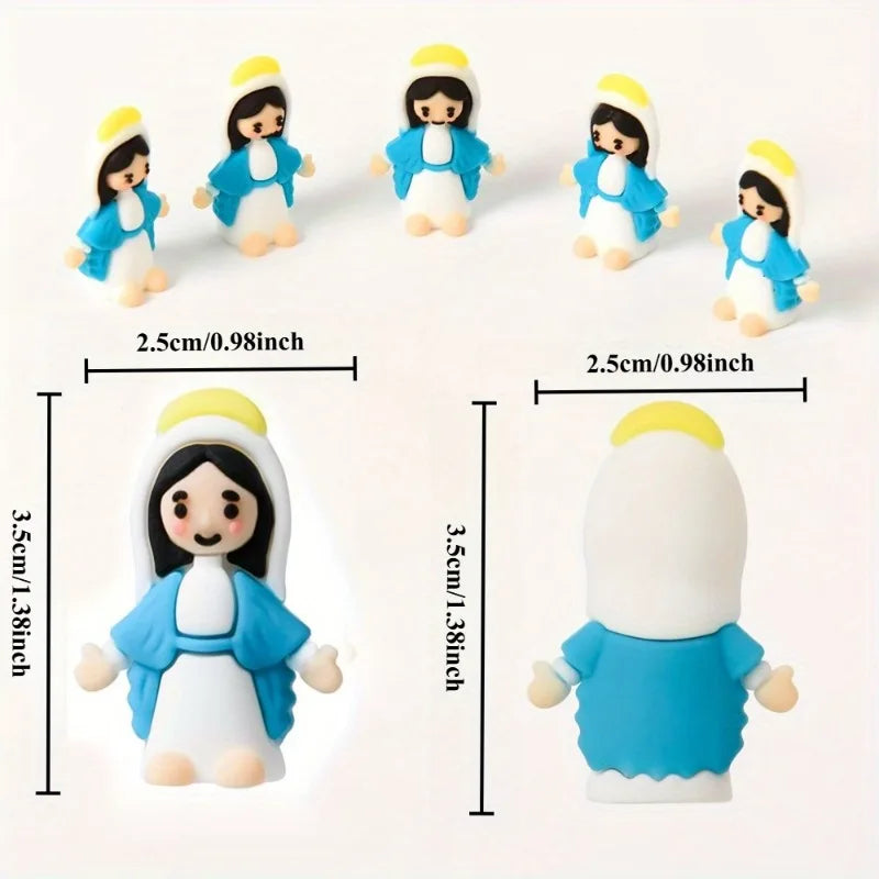 20pcs Mini Blue Maria PVC Statues | Holiday Tabletop Décor Decorative Figurines Babs
