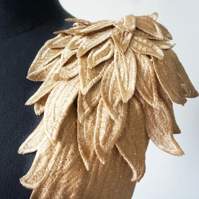 Gold Embroidery Angel Wing Applique Patch – DIY Bridal Dress Embroidery Applique Patch Babs