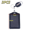 PU ID Card Holder Retractable Reel & Lanyard – 1 or 3 Pack ID Card Holder Babs B 3pcs