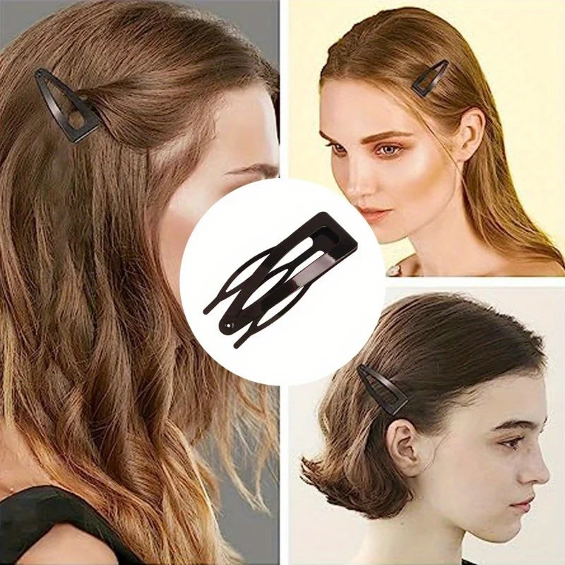 8Pcs 3 Prong Snap Hair Clips Water Drop Metal Barrettes Set Hair Clips Barrettes Babs