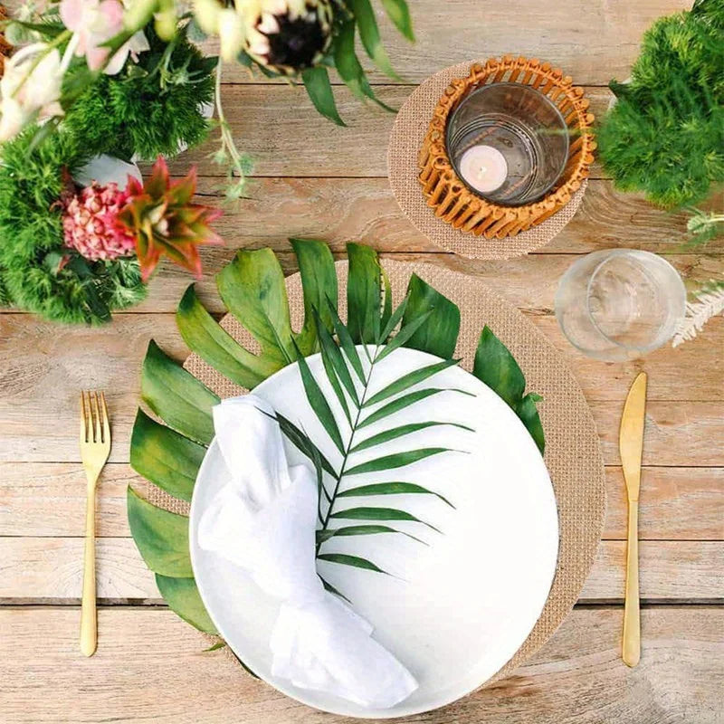 Round Burlap Jute Placemats – Rustic Natural Table Mats Woven Table Placemat Babs