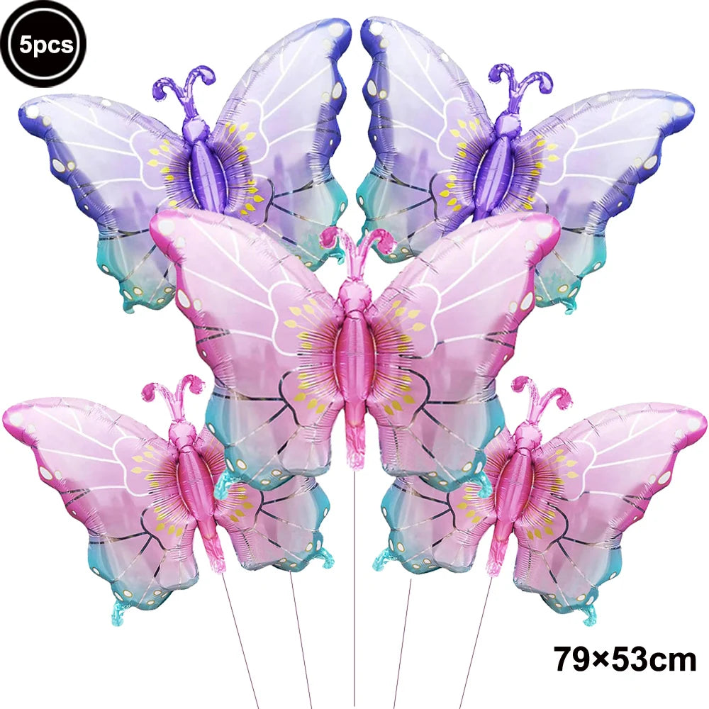 5pcs Butterfly Foil Balloons – Party, Birthday & Baby Shower Party Foil Balloons Babs N As pictures show