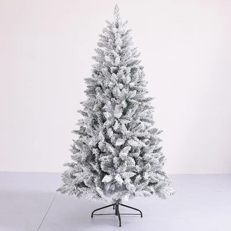 White Flocked Christmas Tree with Tree Skirt & Snow – PVC Artificial Christmas Tree Babs