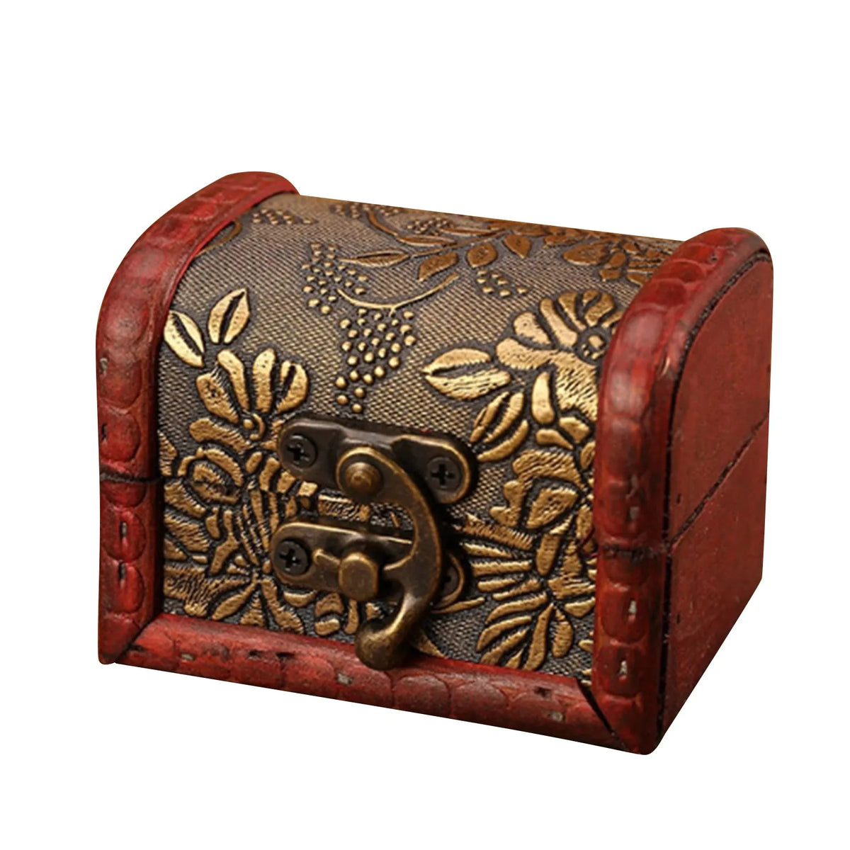 Vintage Wood Jewelry Box with Metal Lock & Velvet Interior Jewelry Storage Box Babs