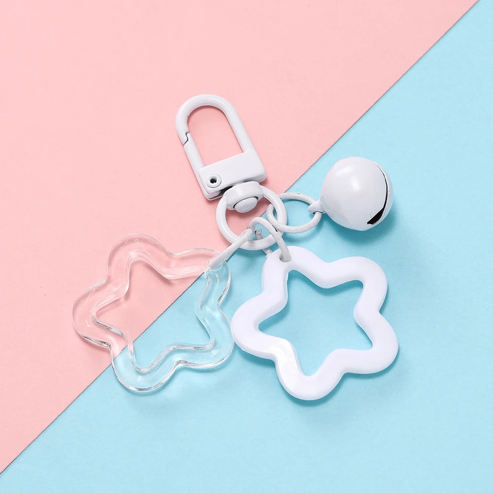 Hollow Star Charm Keychain with Bell & Acrylic Beads Charm Keychain Babs W