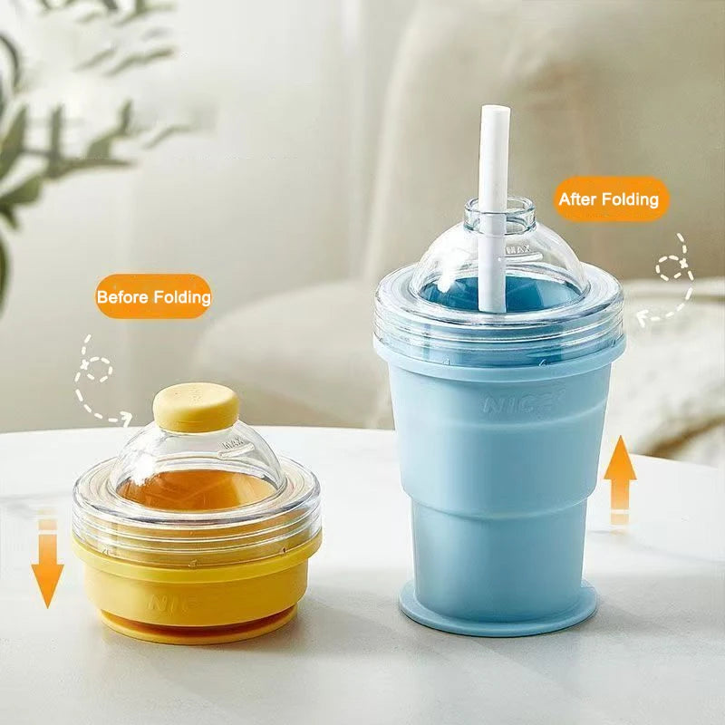 2-in-1 Collapsible Silicone Ice Ball Maker Cup with Straw & Lid Ice Ball Maker Cup Babs