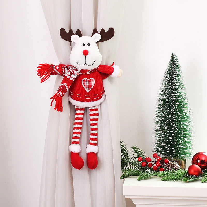 Christmas Santa & Snowman Curtain Buckle Ornament Decoration Christmas Curtain Ornament Babs Elk